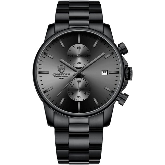 ⚡Black Grey Men Watches with Black Stainless Steel and Metal Casual Waterproof - Picture 3 of 8